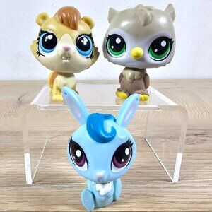 Hasbro Littlest Pet Shop Lot of 3 #65 Hamster #4-177 Owl #66 Bunny Rabbit LPS
